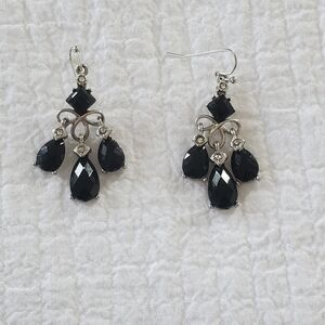 Gothic Black Drop Chandelier Earrings